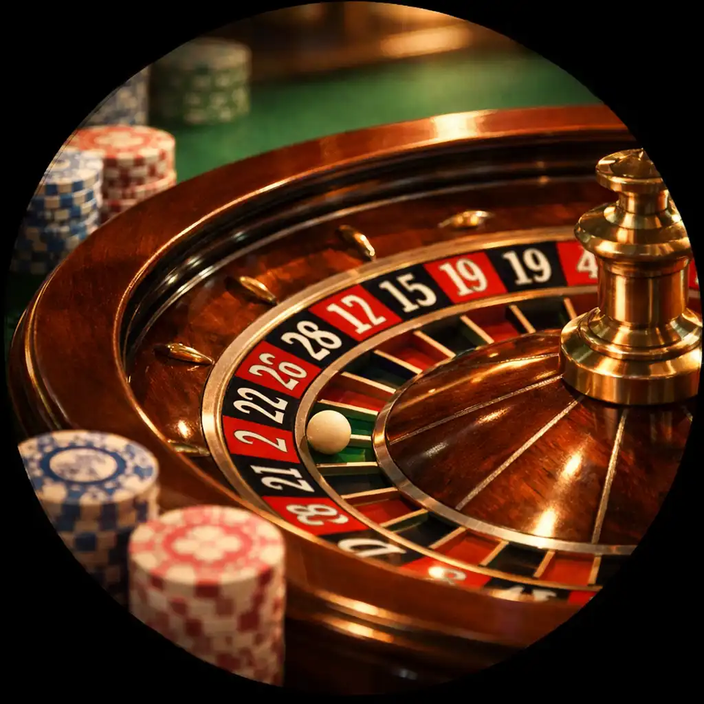 Gros plan sur la roue d'une table de roulette physique avec des numéros rouges et noirs