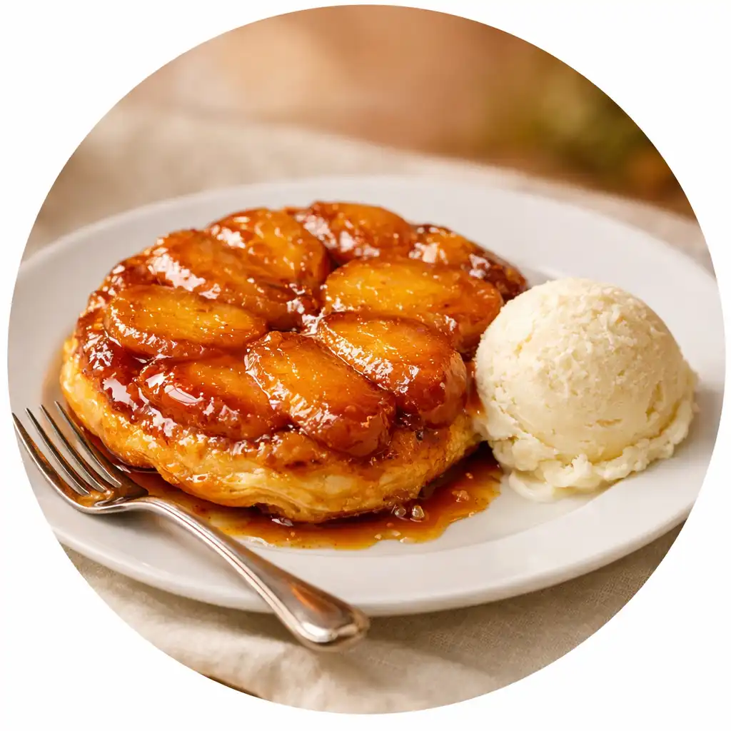 Tarte Tatin avec glace à la vanille