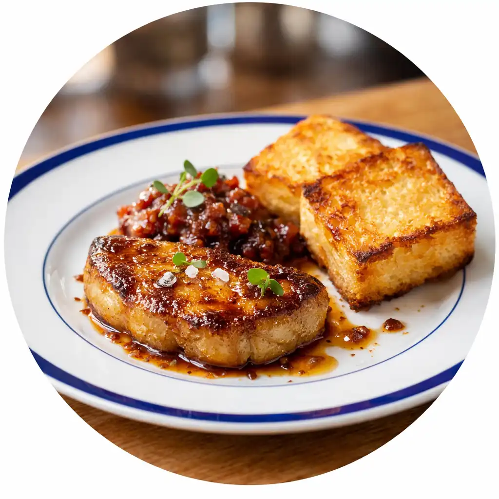 Foie gras poêlé avec chutney de figues et brioche toastée