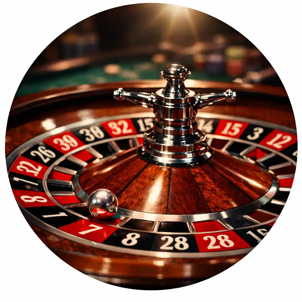 Table de roulette physique avec roue, numéros, jetons et tapis vert